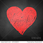 Kids color chalked drawing of heart on school blackboard background.