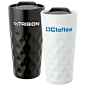 15 oz. capacity double wall ceramic tumbler has a diamond design textured grip…: 