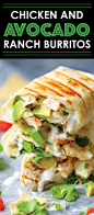 Chicken and Avocado Ranch Burritos - These come together with just 15 min prep! You can also make this ahead of time and bake right before serving. SO EASY!: 