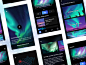 Cosmos - Travel Discovery UI Part 2 space lights interface ux ui dark mode dark ui dark theme dark neon night gallery design leftaligned left app