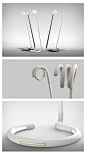 < 孤灯一盏向佛心>
这个系列台灯灵感源自佛堂的螺旋形檀香，设计者 Siyu Lou 来自中国广州。使用了白色硅胶灯罩，内置线性 LED 软灯条，灯高 30 厘米。