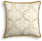 Pale Yellow Embroidered Scroll Chain Tailored Pillow traditional pillows