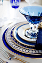 Blue and White Table Setting: 