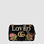 GG Marmont embroidered velvet shoulder bag