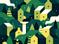 Random Town Crop print house illustration abstract forest city town landscape