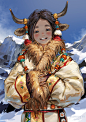藏族牦牛小姑娘