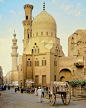 Cairo, Egypt 1977 - street scene with mosque and big-wheel donkey cart..   1977= the year of my first visit to Egypt ❤️