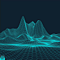 [美惠资源]科技蓝色背景曲线高山网格线条海报AI设计素材-淘宝网