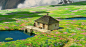 Anime 1920x1040 Howl's Moving Castle house anime water nature flowers drawing pictures landscape