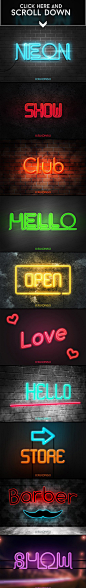 10种霓虹灯灯管字体PSD Neon Text Effects   - PS饭团网