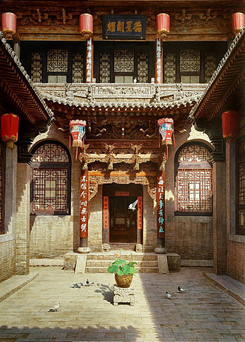 古旧建筑中的华夏文明│油画家萧鹏作品。 ...