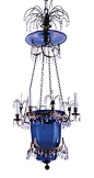 A Russian Neoclassical cut-glass-mounted ormolu and cobalt glass four-light chandelier 19th century, Sotheby's