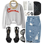 A fashion look from September 2013 featuring Carven sweatshirts, Acne Studios skirts and Yves Saint Laurent sandals. Browse and shop related looks.