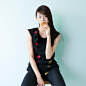 ALY-LIUYA设计师品牌原创四件套带假领多种搭配刺绣黑色真丝背心 新款 2013