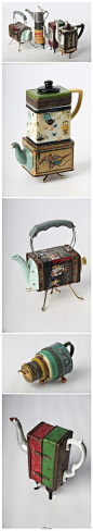 拼贴混搭的vintage铁皮茶壶，有故事的老物件的重新组合。