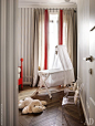 A fragment of a child's room.  Now the children are grown up, and cradle replaced the beds more.  Louis Ghost chairs by Philippe Starck on design, Kartell.