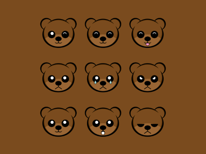 熊图释可爱符号艺术矢量棕熊图释图标