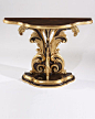 Baroque style | console | late Baroque style carved wood console table with antique brown finish and antique gold leaf trim: 
