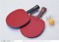 体育用品-一对红色的乒乓球拍