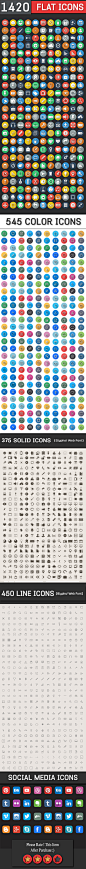 1400+ Flat Icons Bundle – Colorful Icons Set for Designers and Developers : 1400+ Flat Icons Bundle for Designers and Developers ( iOS, Android and WP Ready ). This is a huge bundle of five different icon styles, flat, solid and iOS7 style line icons. All