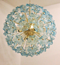 Beautiful Italian Murano Glass Aquamarine Flowers Chandelier | From a unique collection of antique and modern chandeliers and pendants at <a class="text-meta meta-link" rel="nofollow" href="https://www.1stdibs.com/furniture/lig