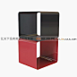 现代时尚黑色红色水晶板方形镂空创意方框茶几边桌