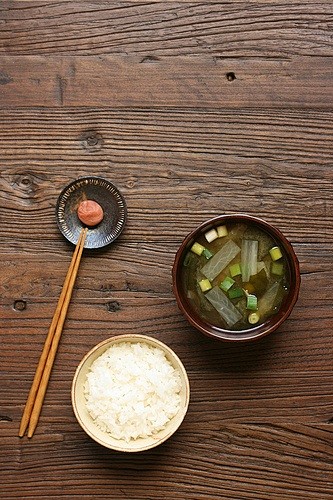 白ご飯・味噌汁・梅干し Japanese...