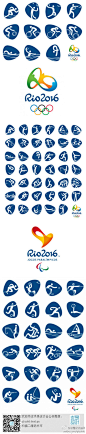 #求是爱设计#2016年里约热内卢奥运会及残奥会，体育图标。