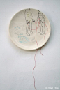 Diem Chau- Ceramic plate, silk, thread