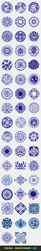中国风传统青花瓷花纹花卉图案龙凤边框png免扣素材