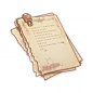 "Fragments of Innocence" : "Fragments of Innocence" is a special refinement material for the event-exclusive weapon Dodoco Tales. The Teyvat script shown on the page's icon spells: EYBETRAYYOUYO UMAYJUST BLOWTHEMUPAND THEREFORET HEBEST