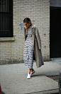 Danielle Bernstein smart styling the stripes with J BRAND's Caldwell Trouser