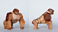 Low-Poly Animals: The Simian : Low-Poly Animal Series made of solid wood. 