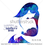 Acrylic painting mother silhouette with her baby. Card of Happy Mothers Day. Vector illustration with beautiful woman and child 正版图片在线交易平台 - 海洛创意（HelloRF） - 站酷旗下品牌 - Shutterstock中国独家合作伙伴