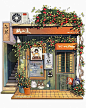 治愈系街边小店，带你发现生活中的小美好～ : 本期选题来自于日本插画家Angela Hao Angela Hao是一位以日式风格建筑为创作素材的插画师 她的作品大都是一些非常温馨的街边小店 各种风格的街头小店，点缀着郁郁葱葱的藤蔓和花朵 阳光透过
