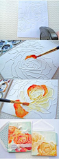 Distress Watercolor Dry Embossing. See source for details.: