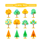 12款彩色树木设计矢量图