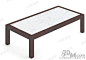 现代经典白色大理石长方形茶几棕色烤漆木质四脚矮桌