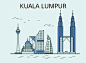 吉隆坡 手绘建筑 现代建筑 建筑插图插画设计AI tid024t003996