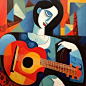 the guitar lesson styled after Picasso