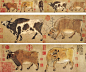 《五牛图》是唐朝韩滉创作的中国画，又名《唐韩滉五牛图》，是中国十大传世名画，是少数几件唐代传世纸绢画作品真迹之一，也是现存最古的纸本中国画，堪称“镇国之宝”，收藏于北京故宫博物院。243133.jpg (573×480)