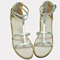 “失物招领”夏季罗马 系带中邦 套脚平底凉鞋（银色）凉鞋 