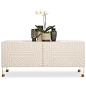 Florence 2 Door Petite Credenza : Introducing the Florence 2 Door Petite Credenza. Featuring doors defined by bold concentric circles, ovals, and parallel lines, this credenza is both fresh and timeless in its design. Round lucite and brass legs complete 