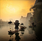 Cormorants and Old Fisherman, Guilin by Woosra Kim