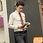 2014春季新款韩版男士商务长袖棉绅士纯色休闲修身衬衫韩国现代购