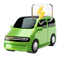 Green Electric Car 3D Icon