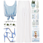 #set #fashion #cute #formal #trousers #white #blue #whiteblue #sandals #polyvore @polyvore-editorial @polyvore