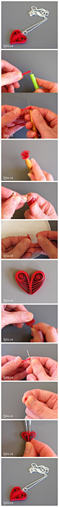 【DIY衍纸心形吊坠手工教程】一条红色的纸片也能做成一颗爱心吊坠，你相信吗？其实我们采用的是衍纸的工艺手法，很容易操作哦！有兴趣的同学来看看下面的教程吧~（源自哇塞网）