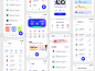 50屏银行金融数字钱包电子支付app界面设计蓝色UI套件国外设计素材下载_颜格视觉