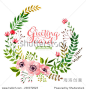 Vector flowers set. Colorful floral collection with leaves and flowers, drawing watercolor. Spring or summer design for invitation, wedding or greeting cards 正版图片在线交易平台 - 海洛创意（HelloRF） - 站酷旗下品牌 - Shutterstock中国独家合作伙伴